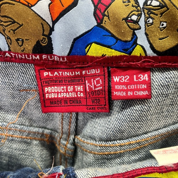 Fubu Platinum Fat Albert Y2K Baggy Leg Jeans Mens 32/34 Blue Denim 90s Vintage - Picture 4 of 11